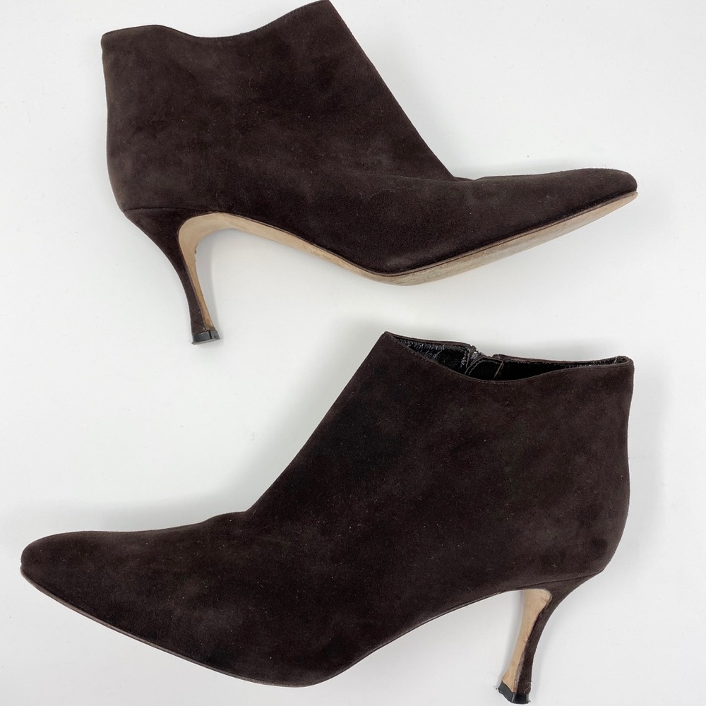 Manolo Blahnik Brown Suede Booties 39